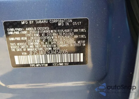 2018 Subaru Forester 2.5I Premium из США, поврежденный, VIN JF2SJAGC9JH454005